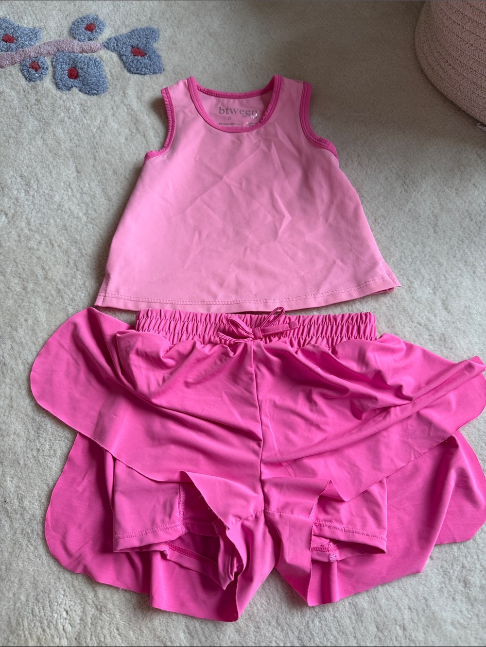 btween Hot Pink Girls Athletic Tank and Skort Set